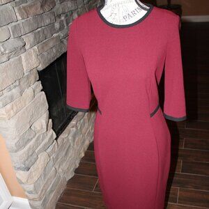 New York & Company Short Sleeve Burgundy Dress